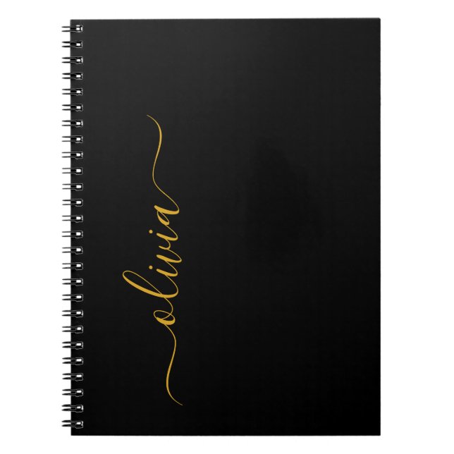Caderno Espiral Nome do Monograma Rapariga de Script Moderno Doura (Frente)