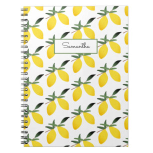 Caderno Espiral Nome do Padrão de Citrus Lemon