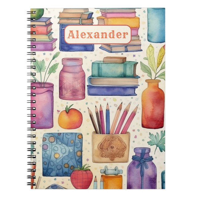 Caderno Espiral Nome do Padrão de Regresso Moderno a Suprimentos E (Frente)