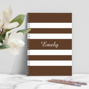 Caderno Espiral Nome do Padrão Modern Brown Stripes