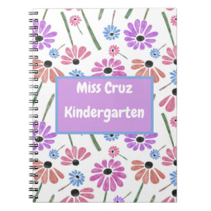 Caderno Espiral Nome do Professor Floral/ Cor Graciosa