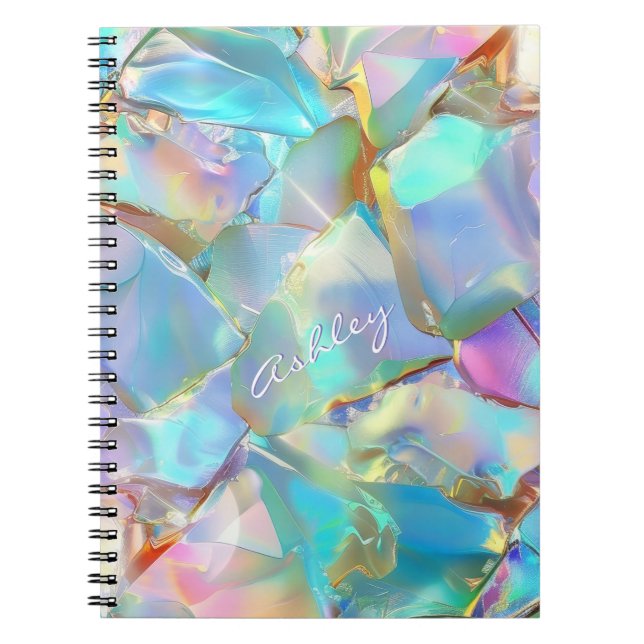 Caderno Espiral Nome do Script Branco no Plano de Fundo Opal (Frente)