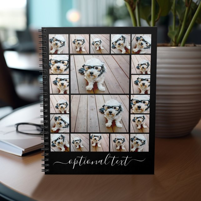 Caderno Espiral Nome do Script de Colagem de Fotografias do Trendy (Personalized notebook with photos and text)