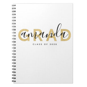 Caderno Espiral Nome do Script de Formando Dourado Moderno Persona
