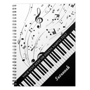 Caderno Espiral Nome do Script de Notas de Música de Piano Person