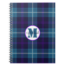 Nome do Script do Monograma do Tartan Xadrez Azul 