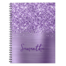 Caderno Espiral Nome do Script Glam Roxo da Leve