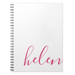 Caderno Espiral Nome do Script Moderno Personalizado a Rosa