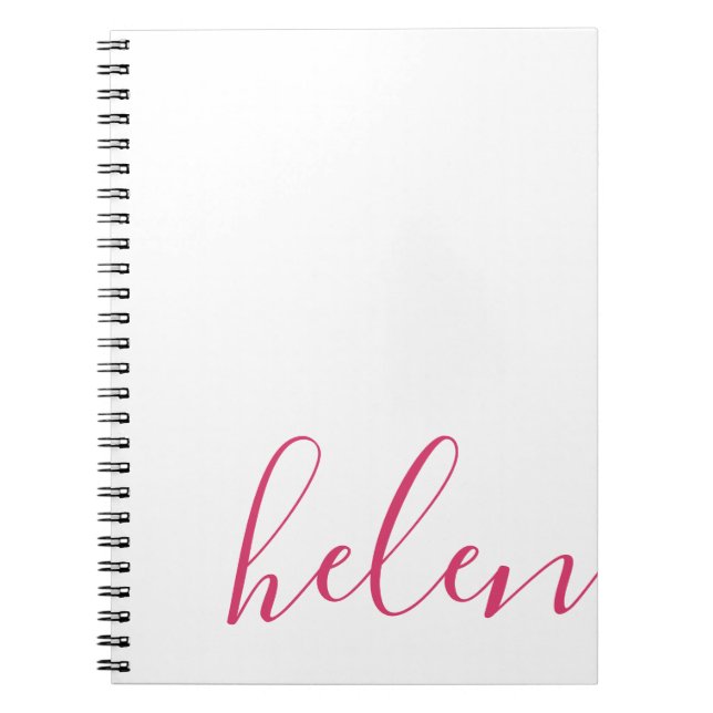 Caderno Espiral Nome do Script Moderno Personalizado a Rosa (Frente)