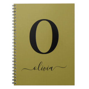 Caderno Espiral Nome do Script Monograma Personalizado Dourado E P
