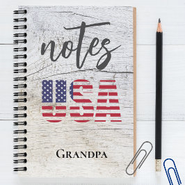 Caderno Espiral Nome do Vovô, Patriótico USA Flag Spiral Notebook