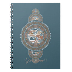 Caderno Espiral Nome Dourado Teal Abstrato Oronal Mandala