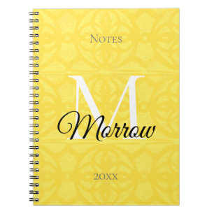 Caderno Espiral Nome e Ano do Batik Amarelo Iluminante