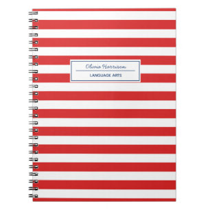 Caderno Espiral Nome e Assunto do Branco Vermelho e Azul