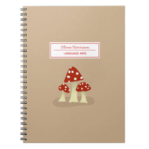 Caderno Espiral Nome e Assunto do Cogumelos Cottagecore