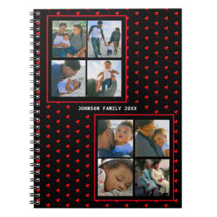 Caderno Espiral Nome e Coração Vermelho Personalizado da Famíli