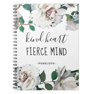 Caderno Espiral Nome e Floral de Aquarela Coração Amigável