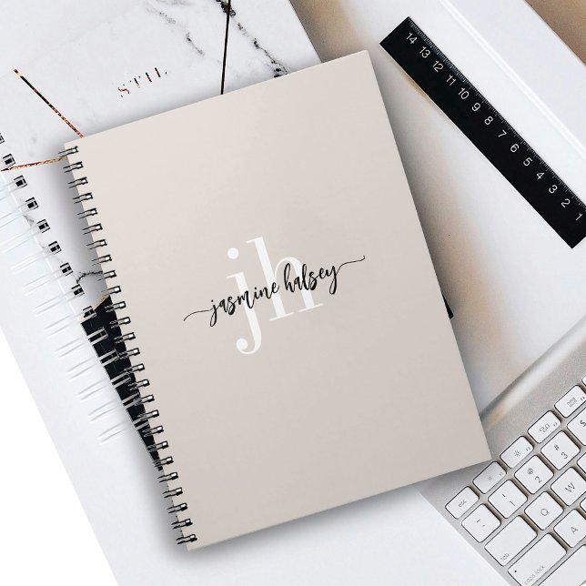 Caderno Espiral Nome e Iniciais de Tendências Simples (Criador carregado)