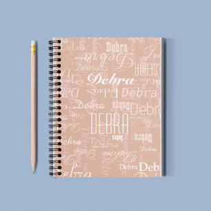 Caderno Espiral Nome editável do Rosa Dusty - impressão completo