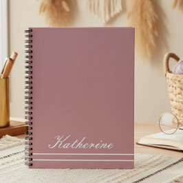 Caderno Espiral Nome em Letra Cursiva Rosa Empoeirado Minimalista