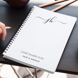 Caderno Espiral Nome em Roteiro de Monograma Minimalista