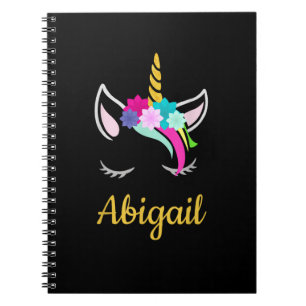 Caderno Espiral Nome Escuro Abigail Unicorn T-Shirt