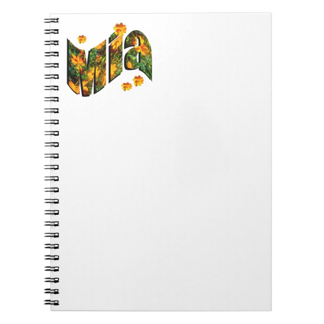 Caderno Espiral Nome Floral Mia, Notebook (Frente)