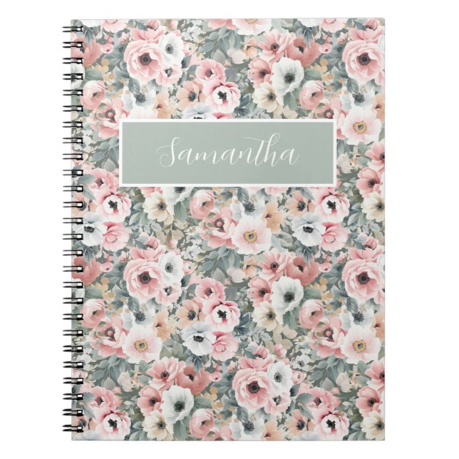 Caderno Espiral Nome Floral Rosa (Frente)