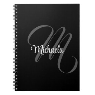 Caderno Espiral Nome inicial do monograma moderno minimalista