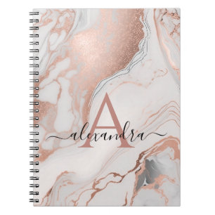 Caderno Espiral Nome inicial e personalizado do Marble Monograma D