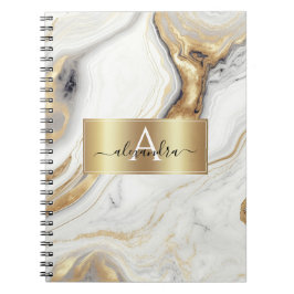 Caderno Espiral Nome inicial e personalizado do Monograma do Marbl