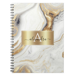 Caderno Espiral Nome inicial e personalizado do Monograma do Marbl