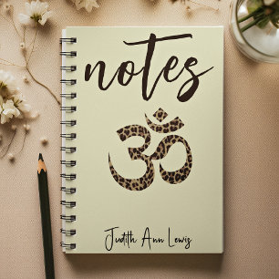 Caderno Espiral Nome, Leopard Om - Símbolo Notas