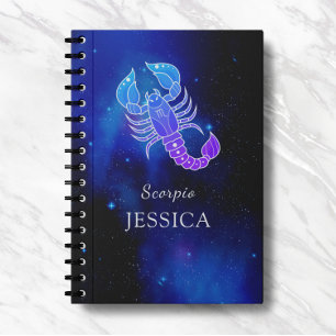 Caderno Espiral Nome Mágico com o Sinal Zodiac Scorpio Notebook