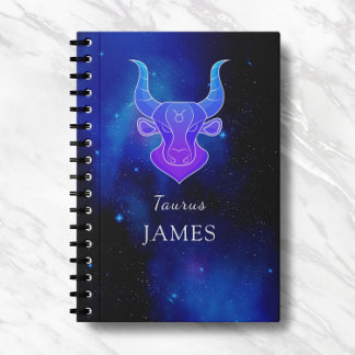 Caderno Espiral Nome mágico com sigla Zodiac Taurus Notebook