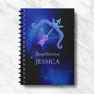 Caderno Espiral Nome mágico com signo Zodíaco Notebook Sagittarius