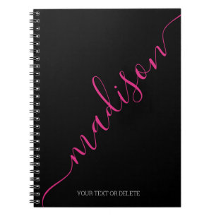 Caderno Espiral Nome manuscrito preto moderno