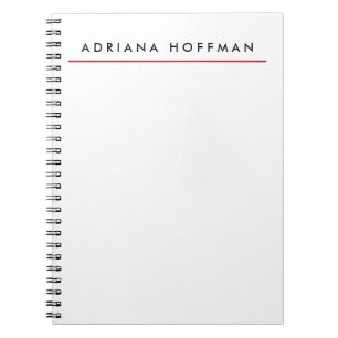 Caderno Espiral Nome minimalista branco preto simples