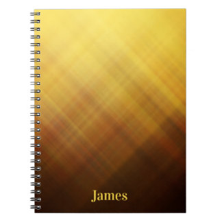 Caderno Espiral Nome monograma amarelo marrom moderno