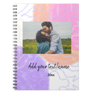 Caderno Espiral nome monograma de casal personalizado simples mini