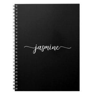 Caderno Espiral Nome Monograma Feminino em Letra Moderna Preta