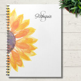 Caderno Espiral Nome Monograma Girassol