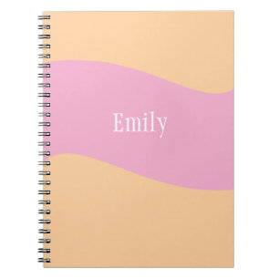 Caderno Espiral Nome Monograma Laranja Rosa Retro Negrito