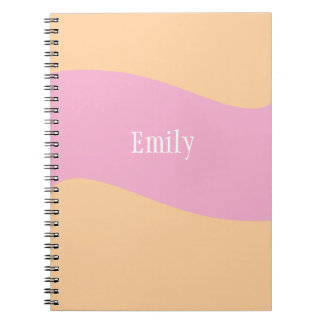 Caderno Espiral Nome Monograma Laranja Rosa Retro Negrito