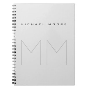 Caderno Espiral Nome Monograma Moderno Minimalista Ousado