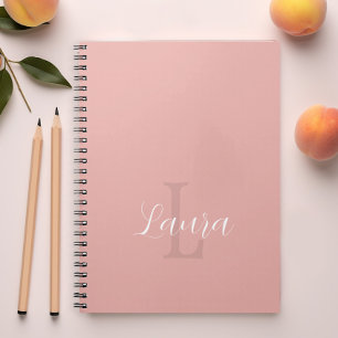 Caderno Espiral Nome monograma personalizado rosa corado feminino