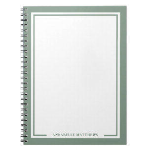 Caderno Espiral Nome Monograma Verde Salvia