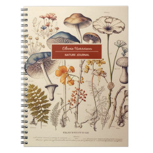 Caderno Espiral Nome natural e Assunto do Cogumelos Vintage