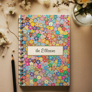 Caderno Espiral Nome    Orçamento Comprar Padrão de Flores Colorid