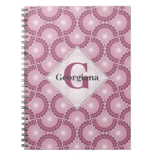 Caderno Espiral Nome Personalizado 1920 Dot RADIANTE Dusky Rosa Do